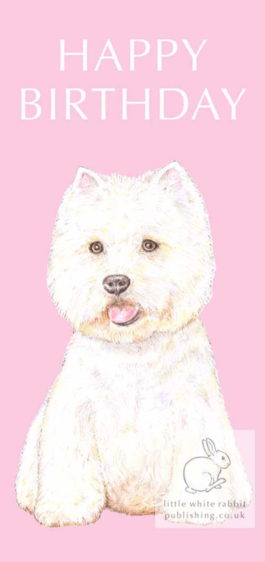 Rupert the Westie on Pink - Birthday Card