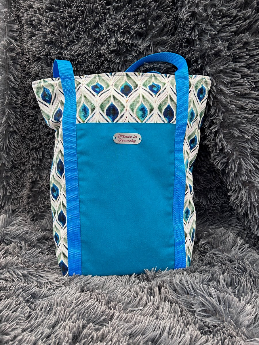 Tote Bag Backpack Crossover Peacock Feather