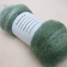 50g Indigo Green Naturally Dyed BFL and Silk Wool Batt