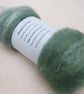 50g Indigo Green Naturally Dyed BFL and Silk Wool Batt