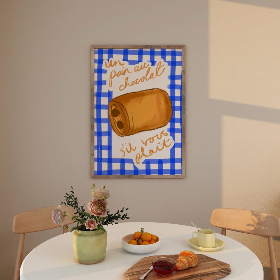 Un Pain Au Chocolat Art Print Breakfast Poster