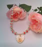 Ceramic Bead and Crystal Necklace with a Double Sided Heart Pendant and Earrings - Image 5