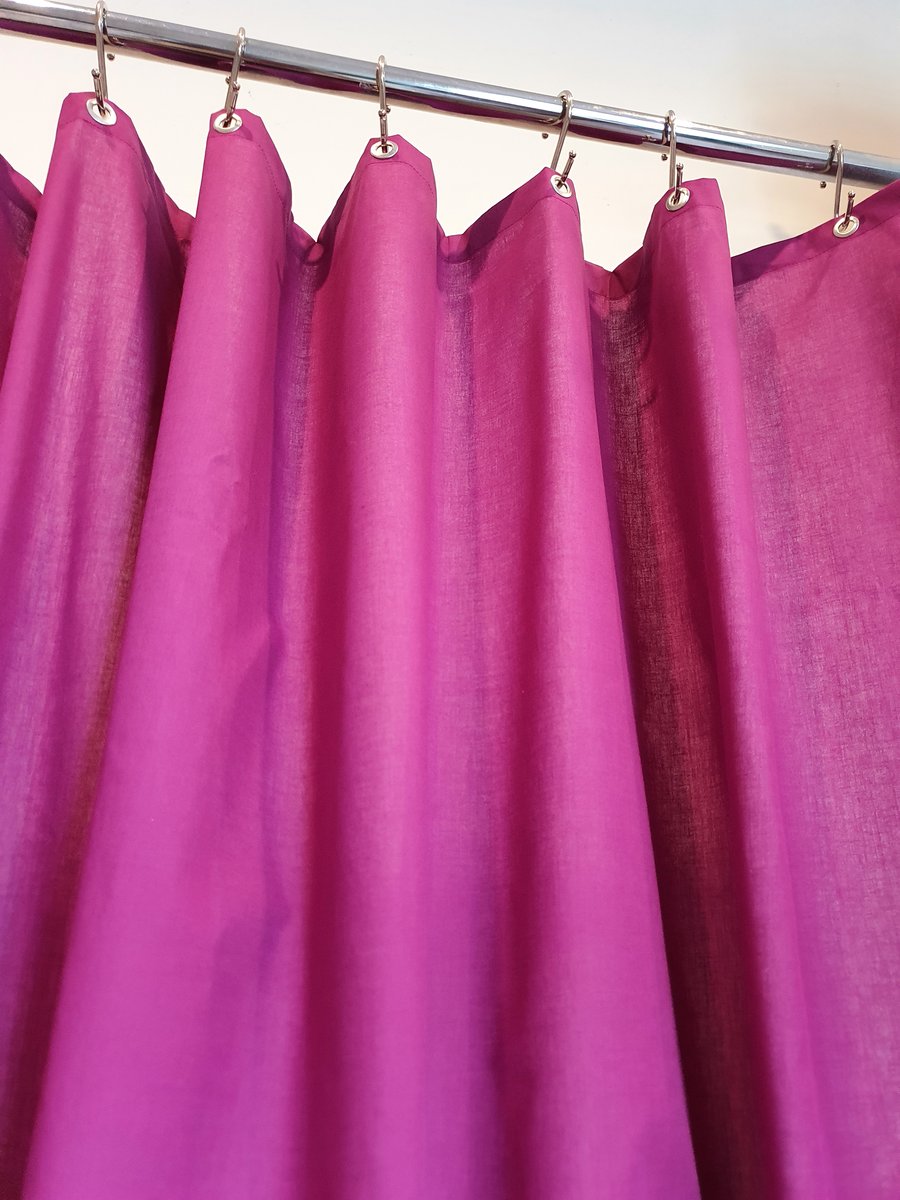 BESPOKE DROP Purple Organic Cotton Shower Curtain, washable non-waxed