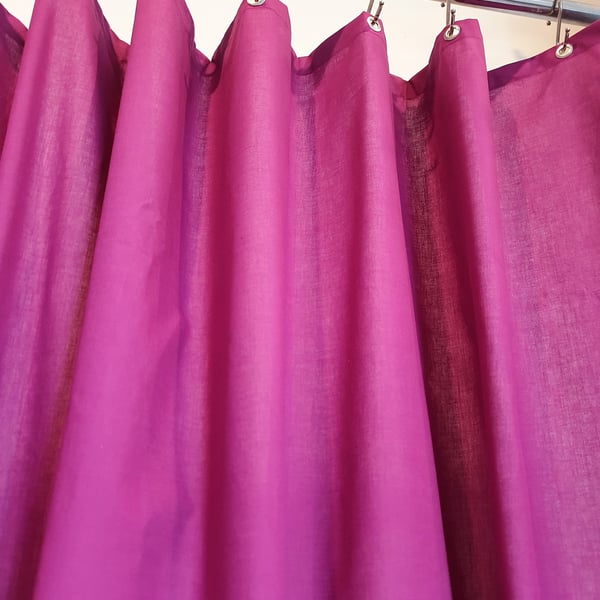 BESPOKE DROP Purple Organic Cotton Shower Curtain, washable non-waxed