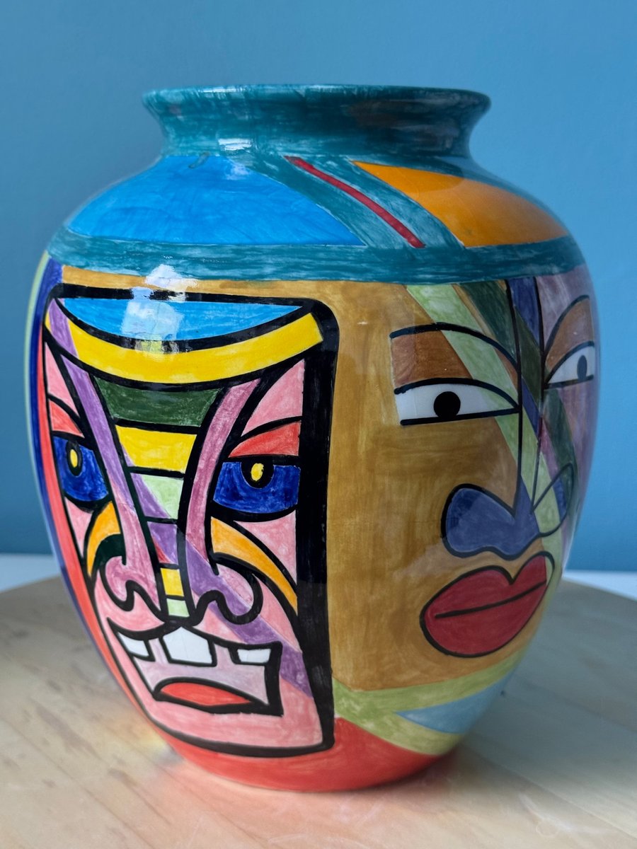 Tiki Head Vase: Custom Painted Ceramic Pottery Vase x 1