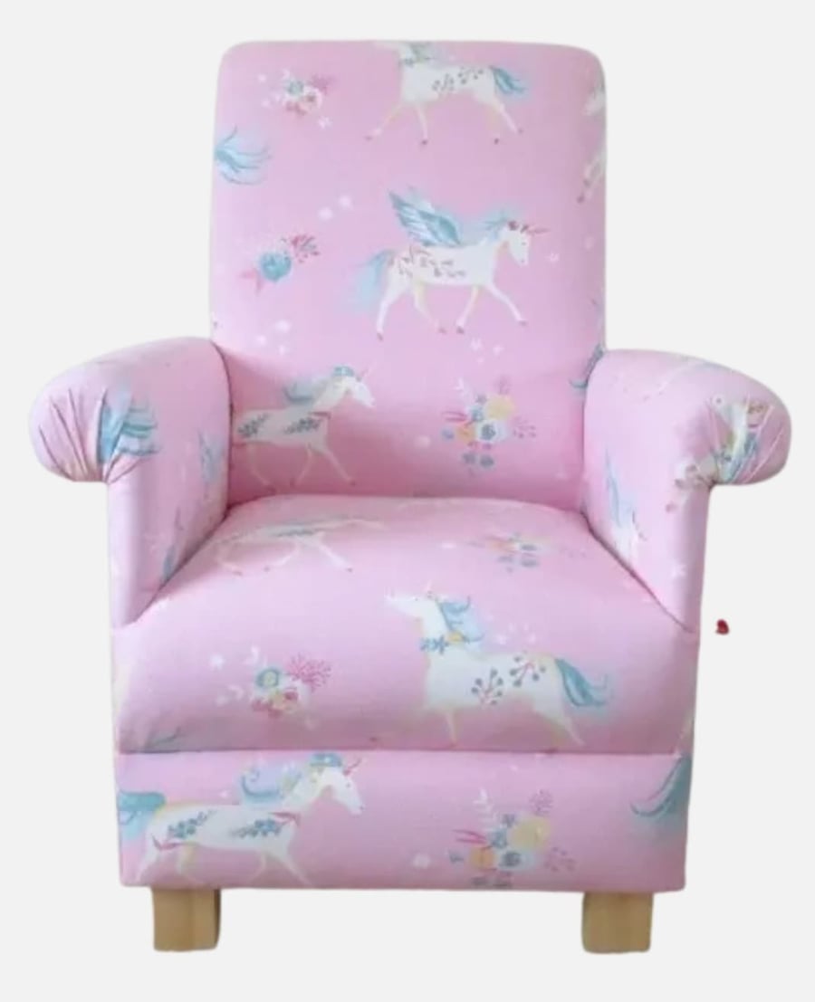 Children's Laura Ashley Pink Unicorns Fabric Chair Girls Armchair Kids Magical 