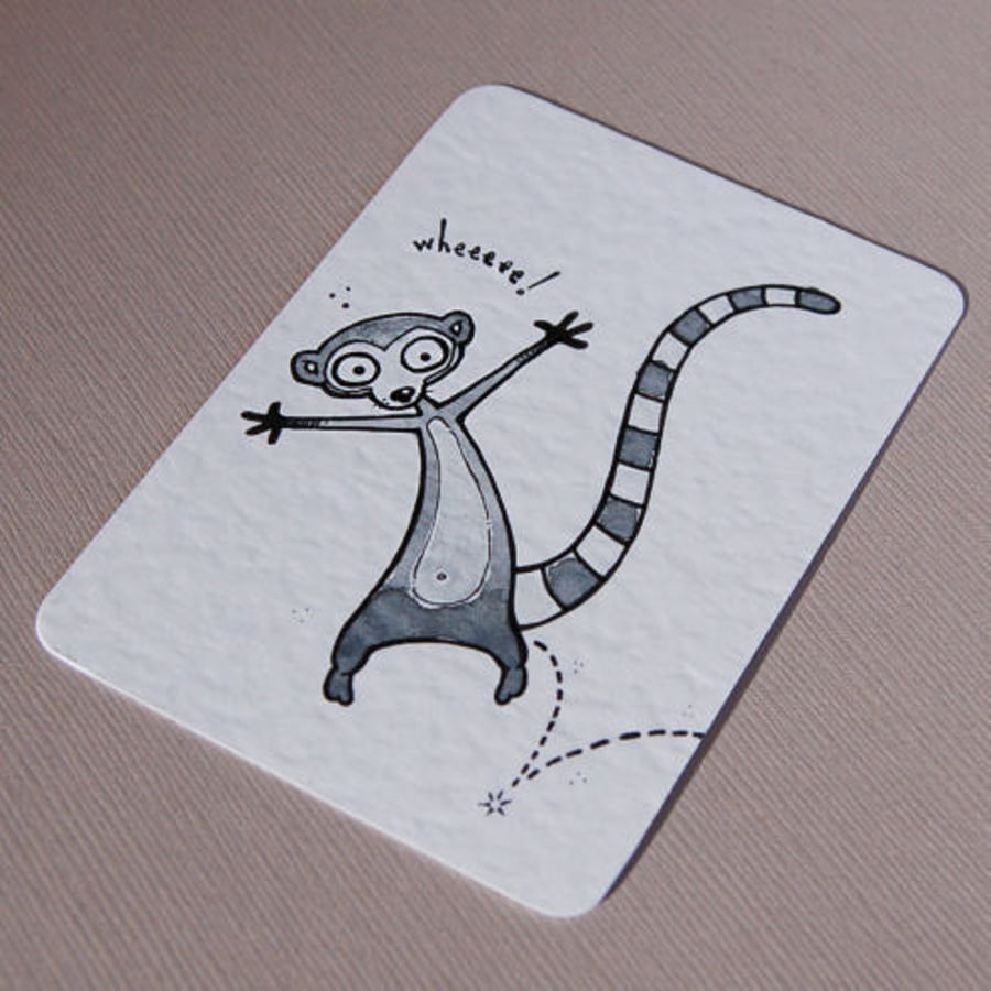 sproinging lemur ...*sproing!* (mini art card/aceo)
