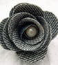 Hardened Fabric Light Denim Rose Brooch - Image 1