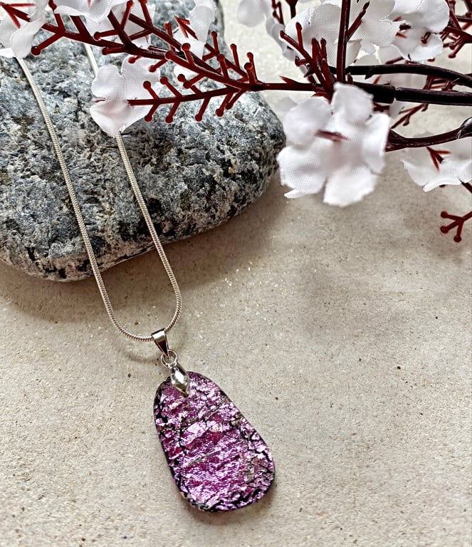 Pink Fused Glass Pendant – Handmade Fused Glass Jewellery