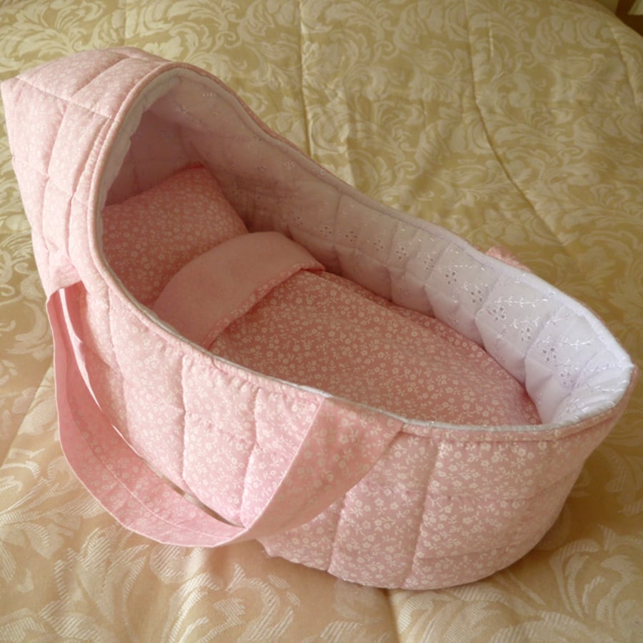 Large Pale Pink Doll's Carrycot