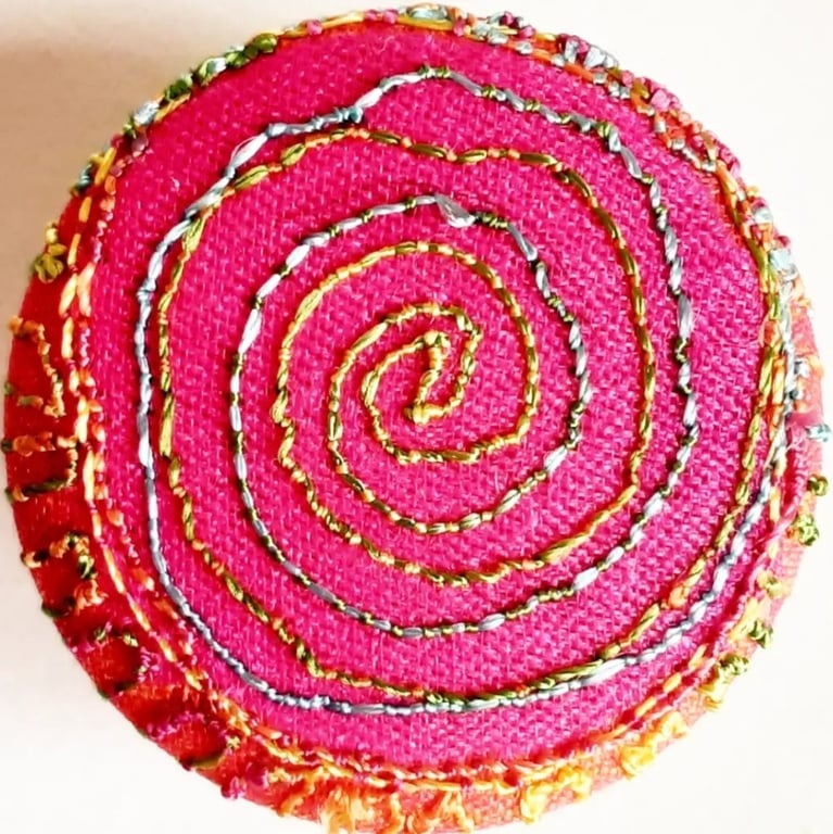 Buttons 1 inch button Hand Dyed Silks and Cottons Free Machine Embroidery Button