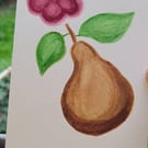 Watercolour art pear and flower