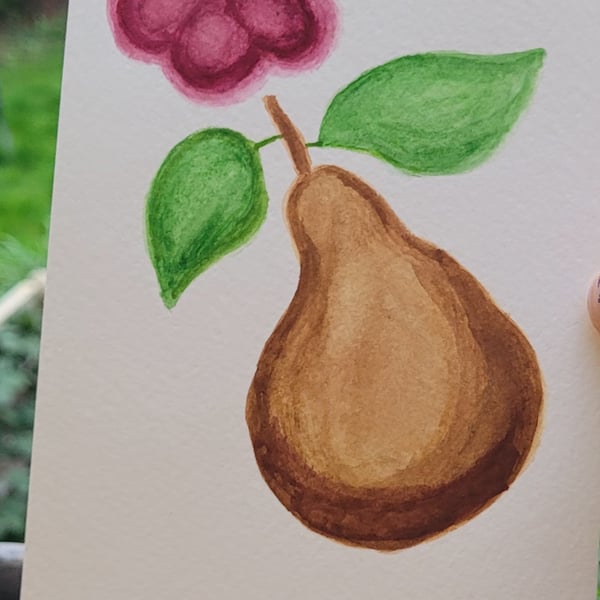 Watercolour art pear and flower