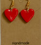 Handcrafted Red Clay Heart Dangle Earrings