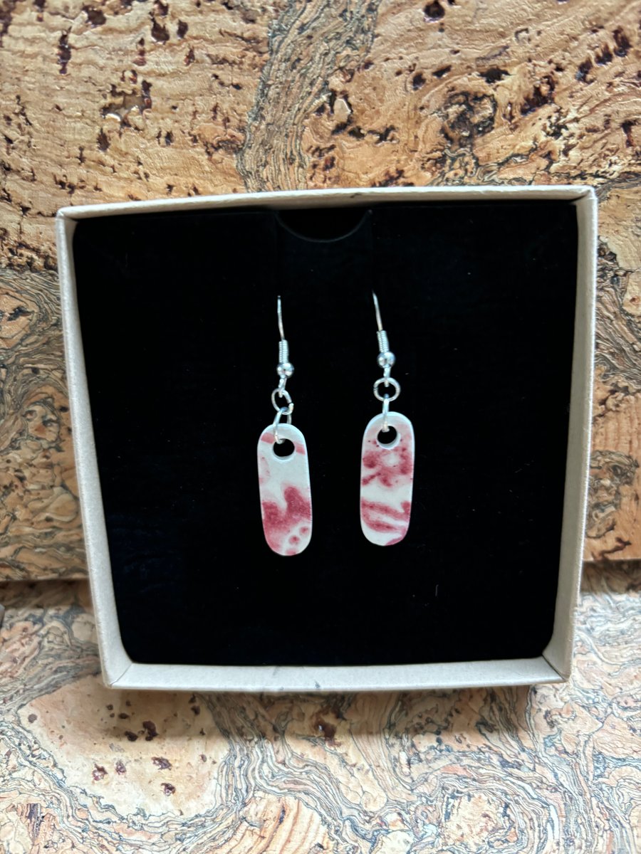 Handmade Ceramic Earrings, Unique Eco Friendly Gifts, Sterling Silver, Christmas