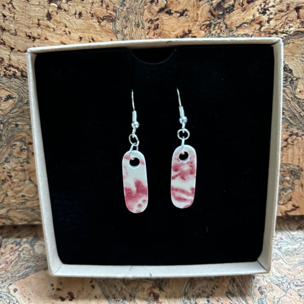 Handmade Ceramic Earrings, Unique Eco Friendly Gifts, Sterling Silver, Christmas