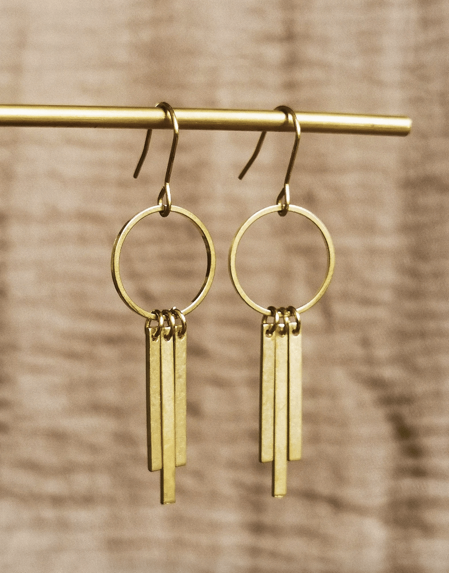 Minimal brass earrings, statement jewellery, long dangle earrings 