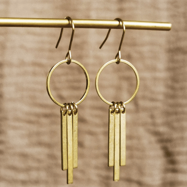 Minimal brass earrings, statement jewellery, long dangle earrings 