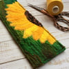 Embroidered up-cycled sunflower bookmark.  