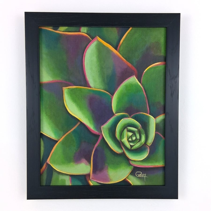Succulent Acrylic Painting on Canvas Board