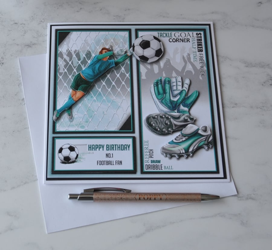 Happy Birthday No. 1 Football Fan Soccer Goalkeeper 3D Luxury Handmade Card