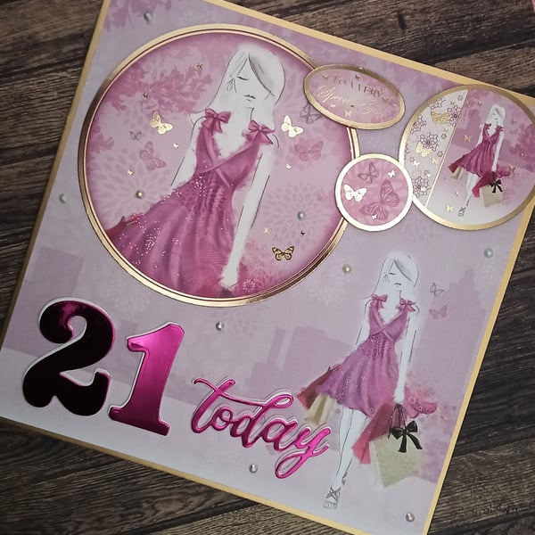 21st birthday card, glamorous and gorgeous