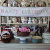 Floral 'Pastels' Happy Birthday fabric banner