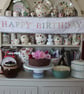 Floral 'Pastels' Happy Birthday fabric banner
