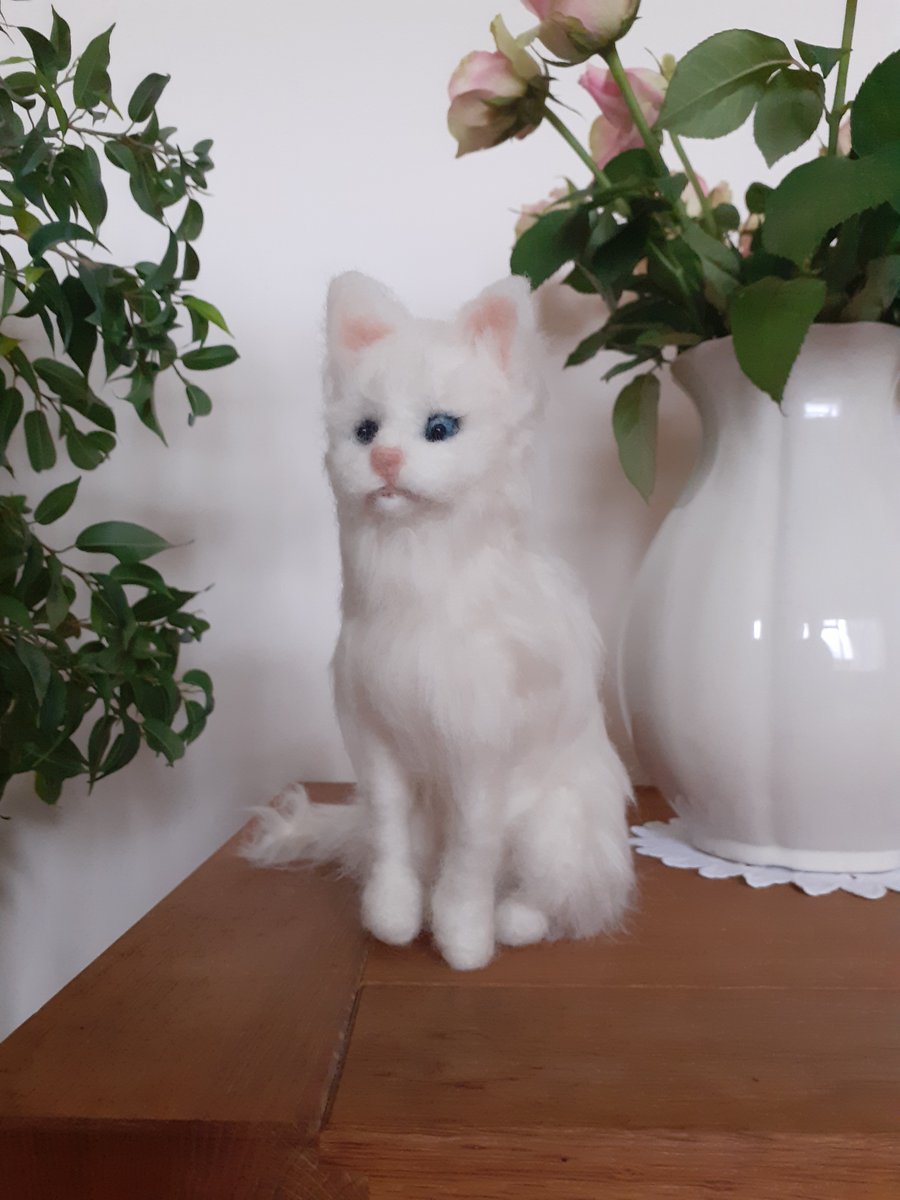 SNOWY,  needle  felted wool,  wire armature, flexible 