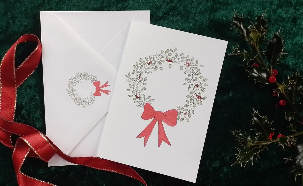 Christmas Card with Wreath Design