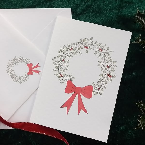 Christmas Card with Wreath Design