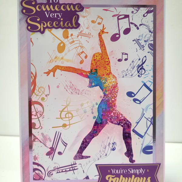 Vibrant "You’re Simply Fabulous" Greeting Card – Dance & Music Any Occasion Card