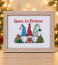 Gnome for Christmas – Handmade Framed Cross-Stitch Gonk Trio