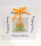 Fused Glass Marigolds Birthday Card - October Birth Flower - Image 1