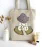 Wisteria Fairy House Tote Bag, Cream Bag with Fairy House Applique - Image 1