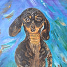 ORIGINAL PAINTING "Dachshund Donut Dream" Acrylics on Canvas Board 