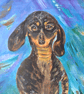 ORIGINAL PAINTING "Dachshund Donut Dream" Acrylics on Canvas Board 