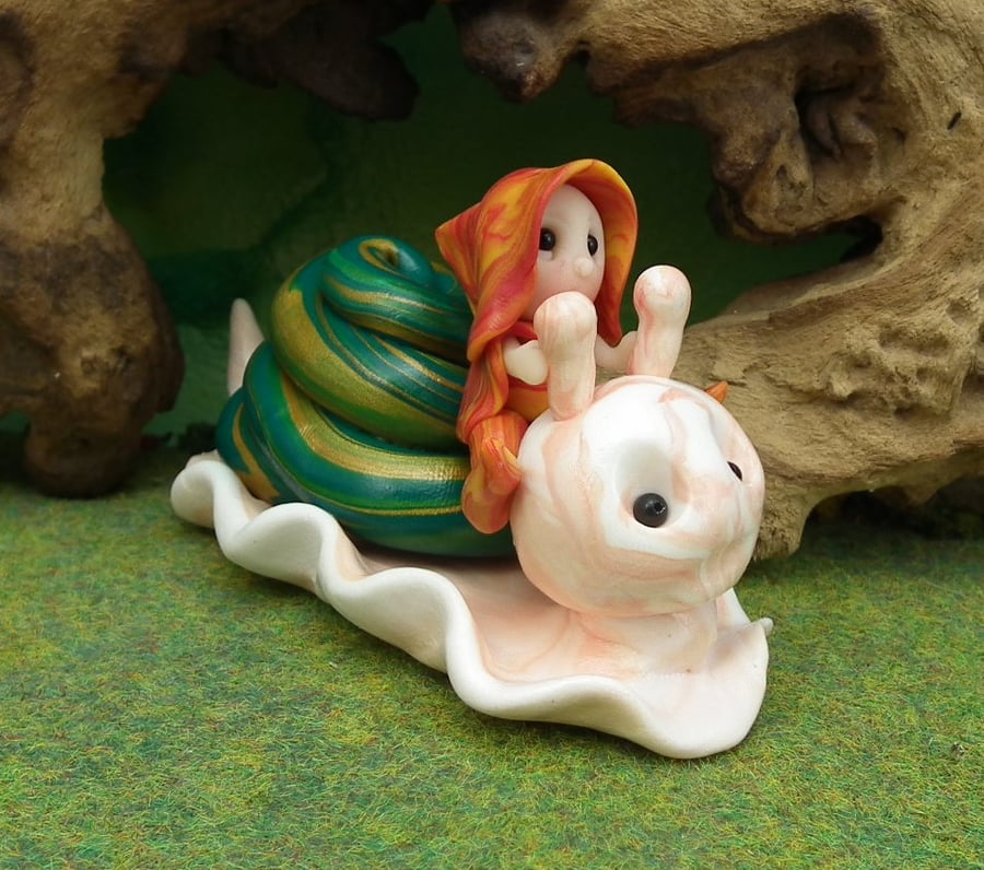Snail-rider Gnome 'Zeena' OOAK Ann Galvin