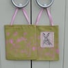 Hare  - Green Cotton Screen printed bag 22x28cm