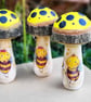 Wooden Toadstool with Bee Illustration,Fairy Tale Nursery Decor,mushroom decor - Image 1