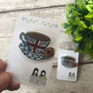 Union Flag Tea Cup And Saucer - hand made Pin, Badge, Brooch
