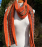 Hand Knitted Pumpkin Spice Textured Long Scarf Unisex Neck Warmer - Image 3
