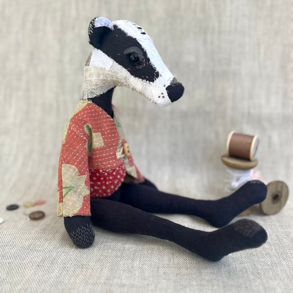 Handcrafted Textile Doll- Brooke the Badger