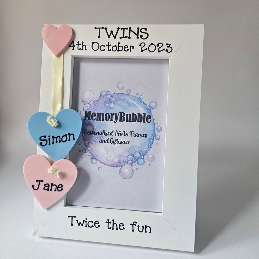 Personalised Twins new baby picture photo gift keepsake 6x4" 7x5" 8x6"