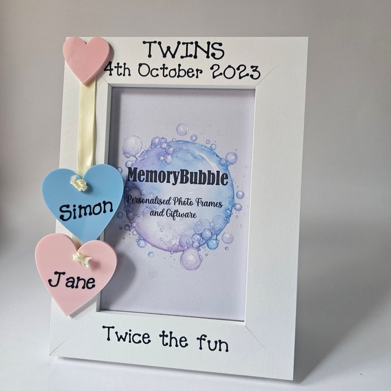 Personalised Twins new baby picture photo gift keepsake 6x4" 7x5" 8x6"