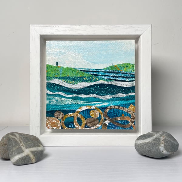  Cornwall Coast Mixed Media Painting - Tregirls Hawkers Cove Stepper Point Art