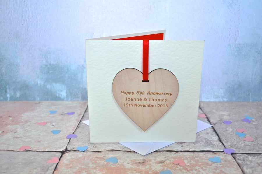 Personalised Anniversary Wooden Decoration Card