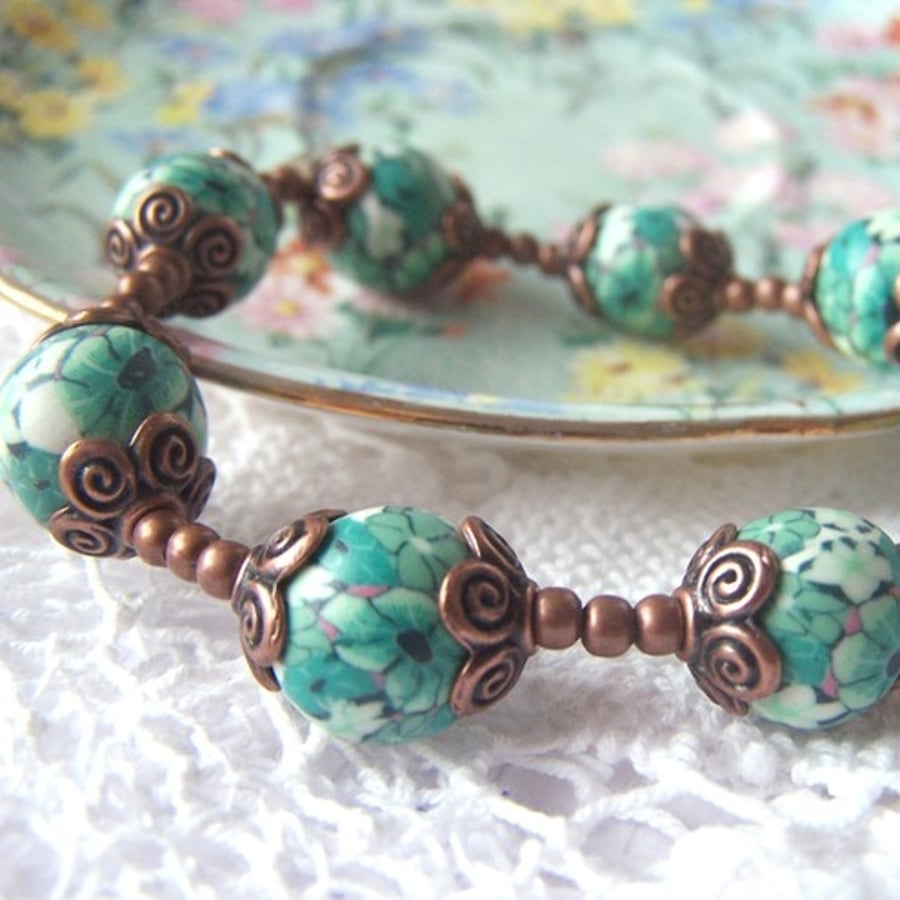Green Floral Chintz Bracelet