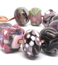 Artisan Lampwork Glass Beads – Twilight Garden & Midnight Floral Set