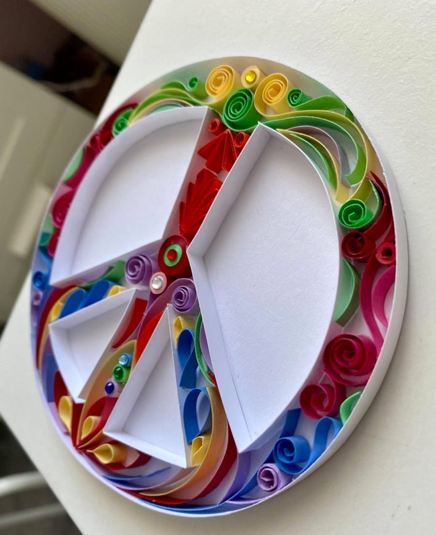 Quilled Peace Wall Art in Frame 15x15